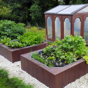 TImber Planters and Greenhouse